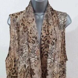 SUSAN GRAVER | Sheer Sleeveless Duster / LongLine Gilet - Animal Print - LG